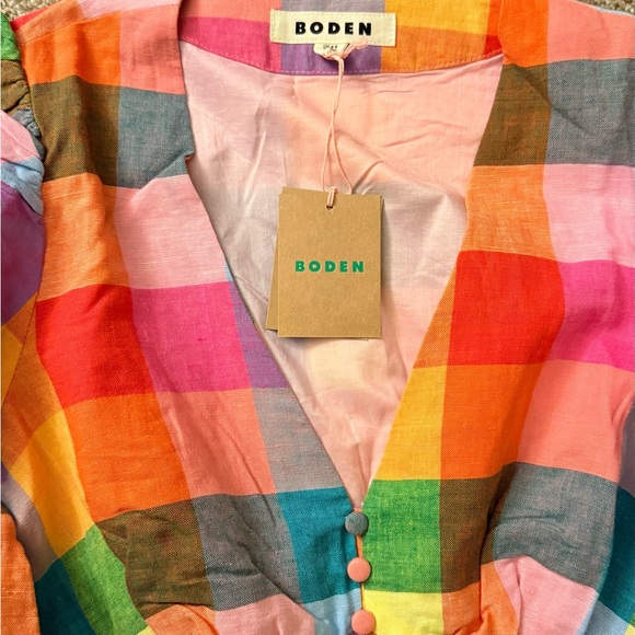 Boden Lola Blouson Rainbow Multi-Gingham Plaid Maxi Dress Women’s US size 4. - Picture 4 of 13
